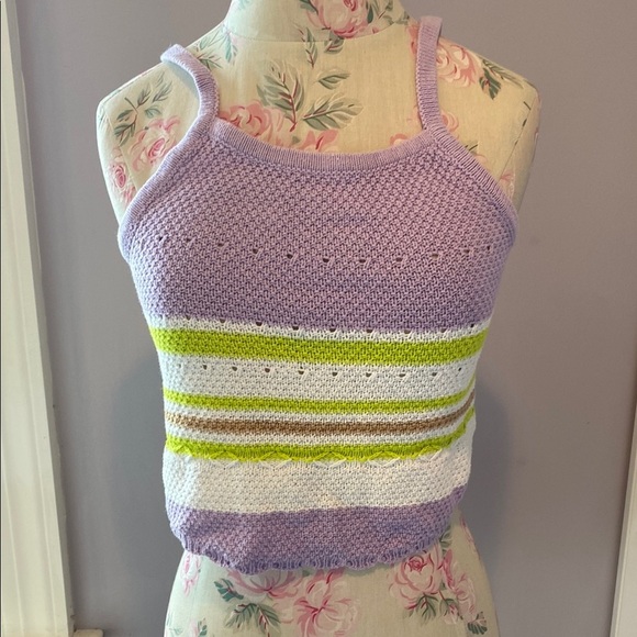 Habitual Purple and Green Striped Tank Top - Picture 1 of 7